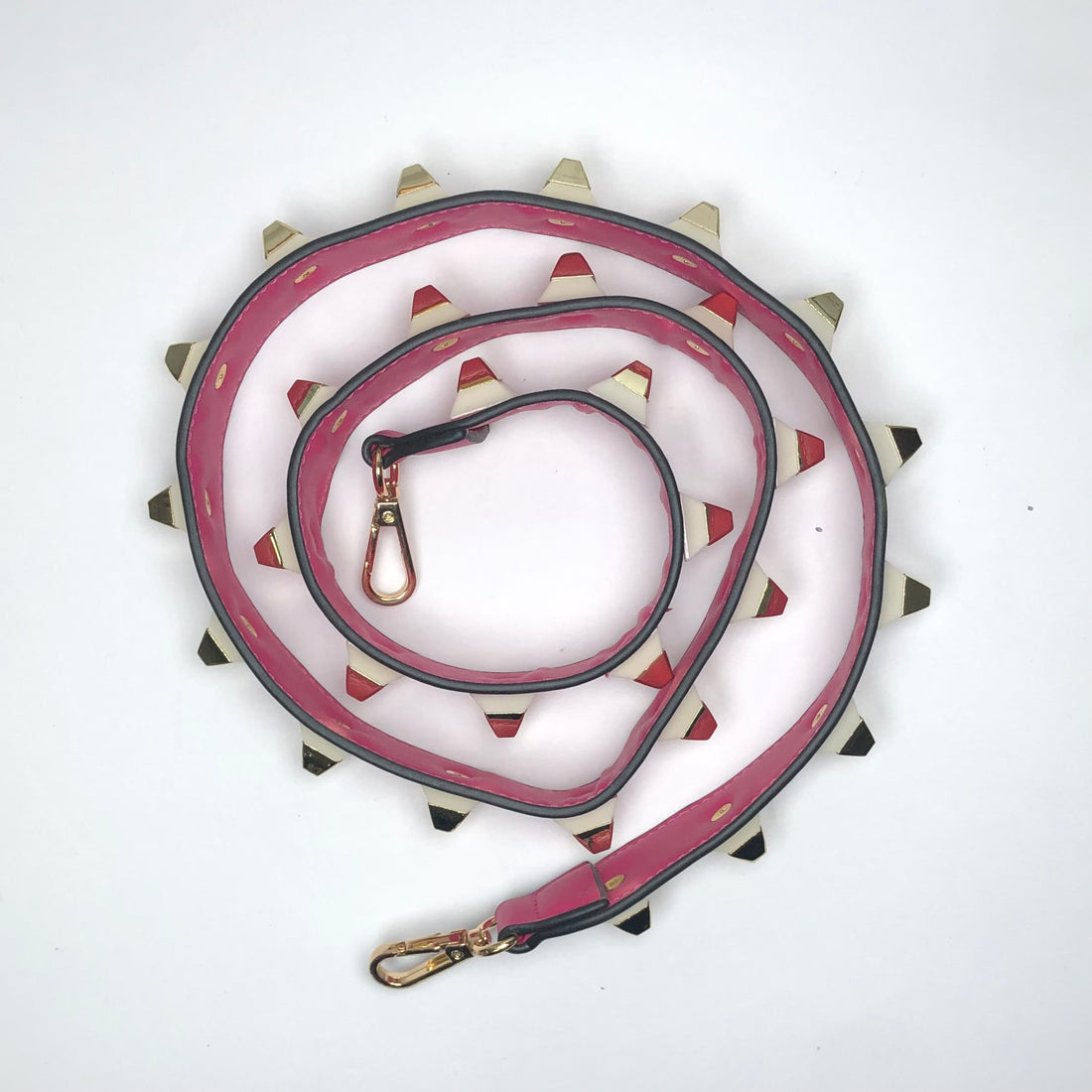 Pink Leather Studded Bag Strap