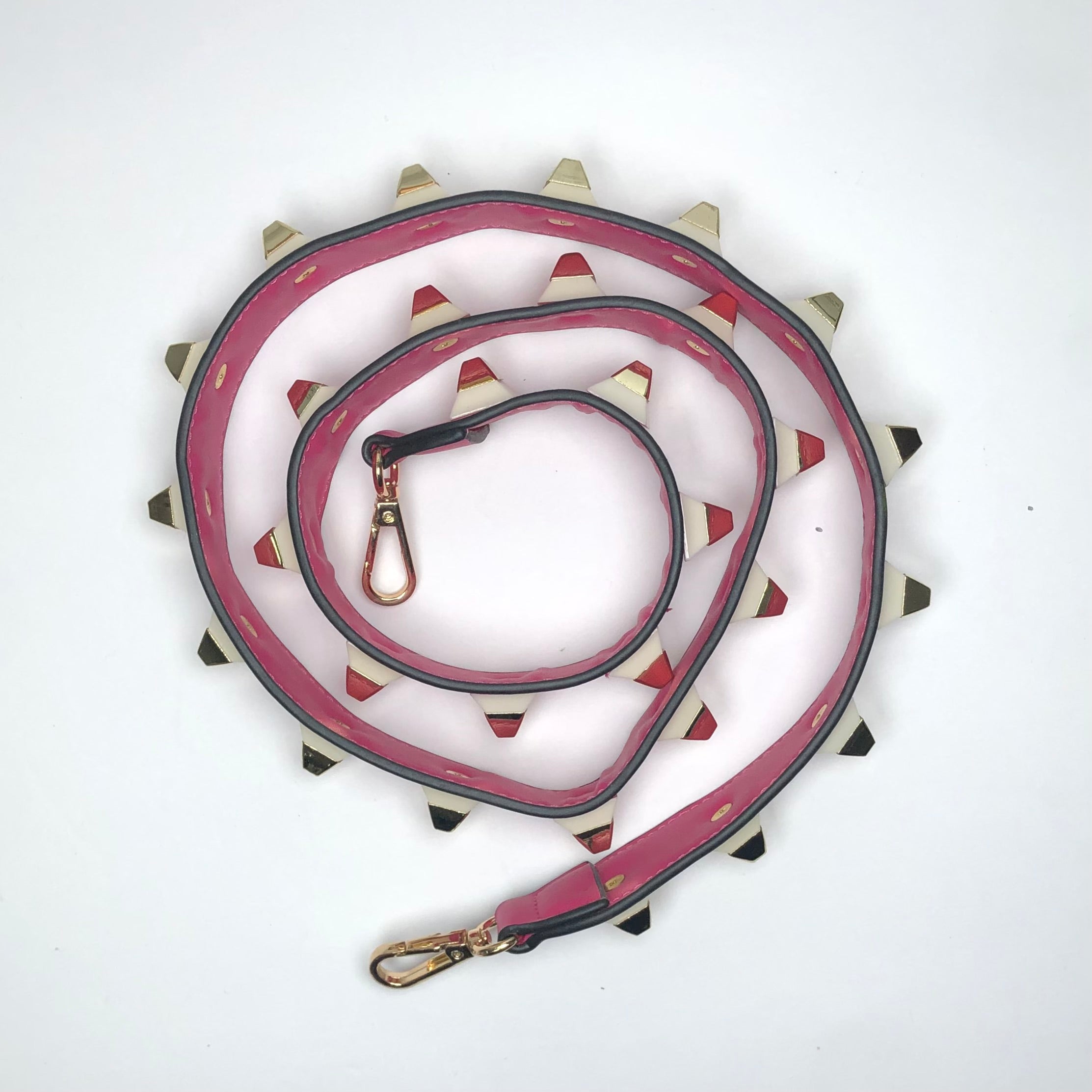 Pink Leather Studded Bag Strap