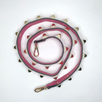 Pink Leather Studded Bag Strap