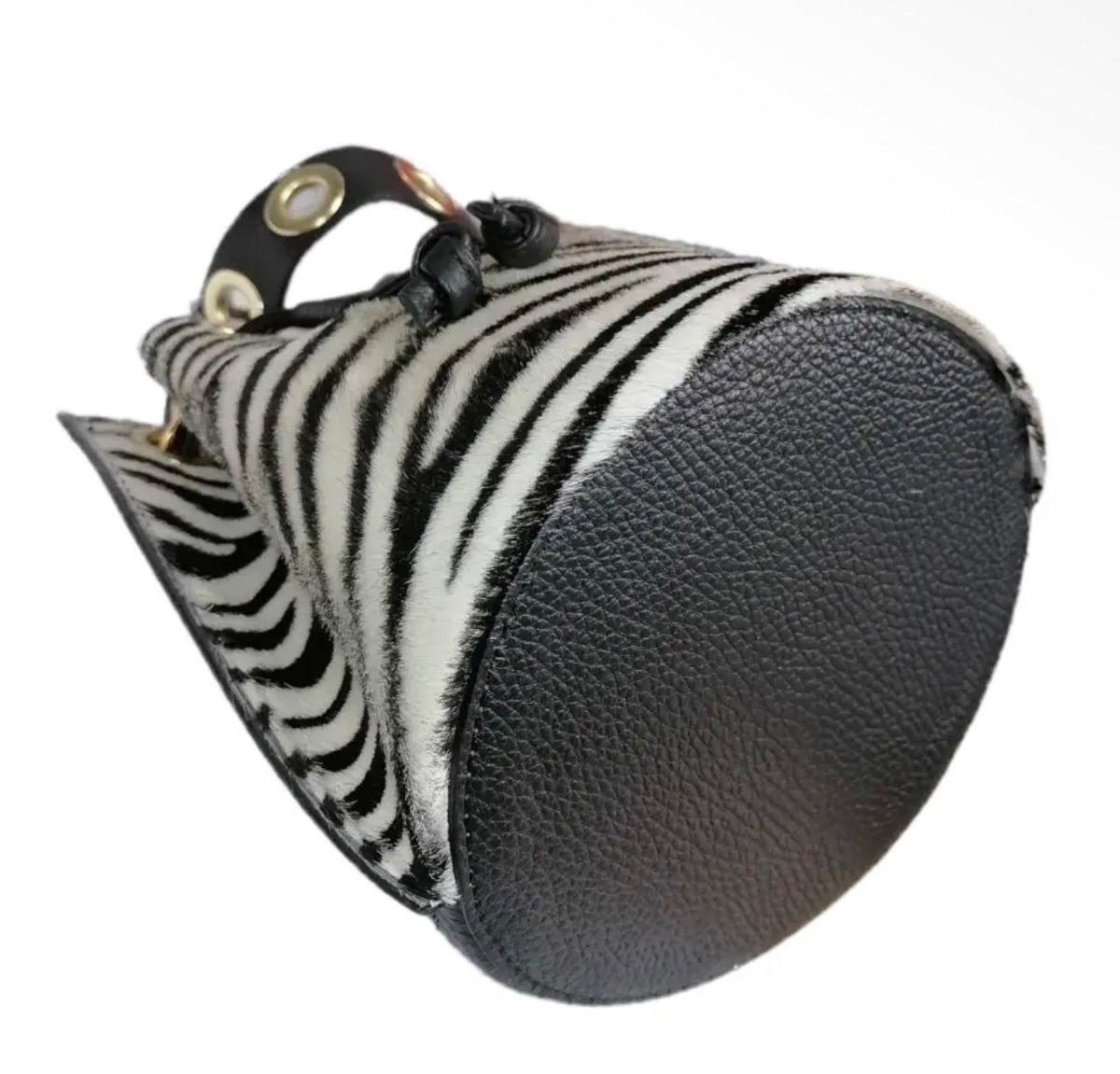 Gabriella Zebra Pony Hair Bucket Bag
