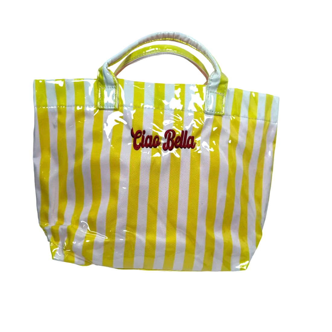 Ciao Bella Yellow/White Striped Waterproof Tote