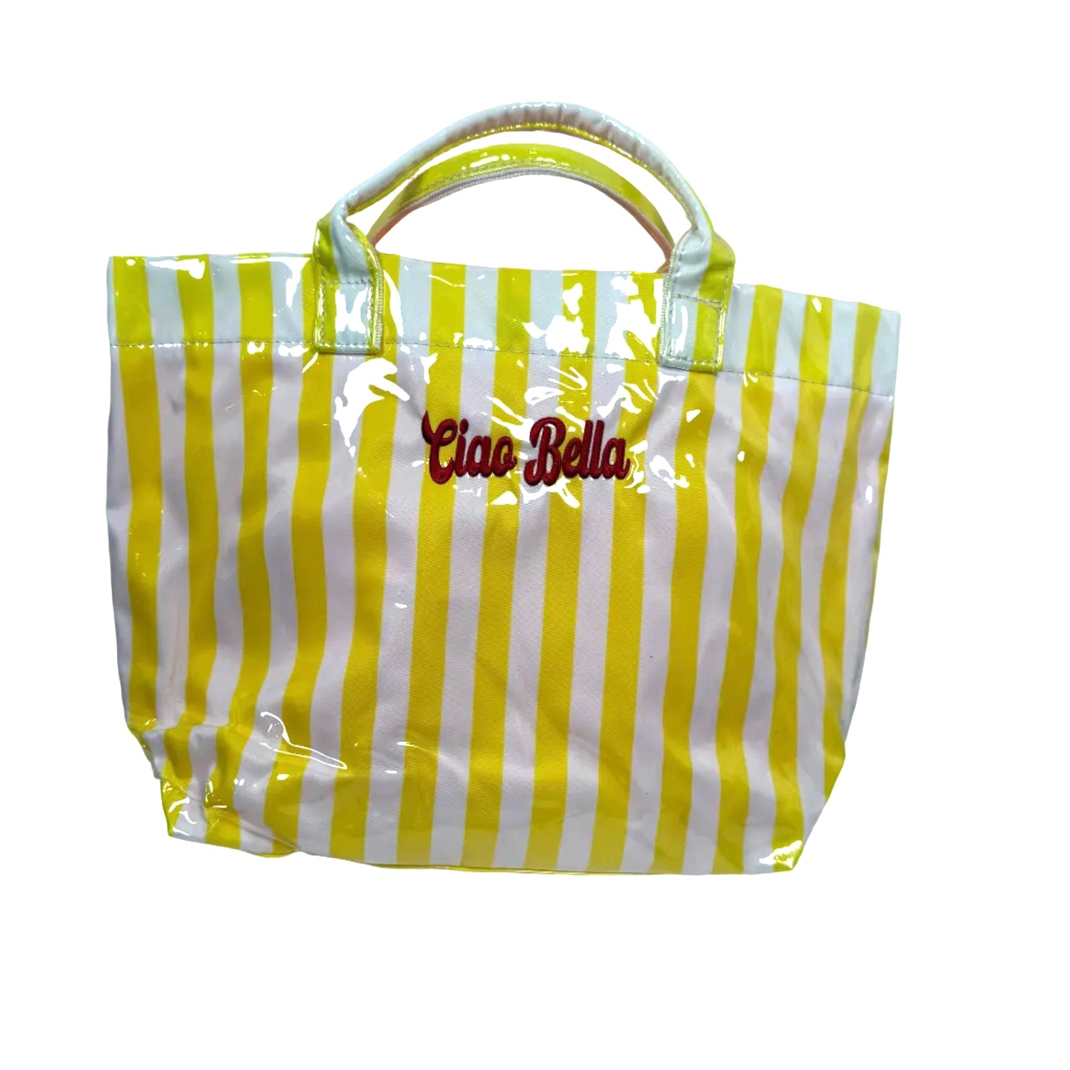 Ciao Bella Yellow/White Striped Waterproof Tote