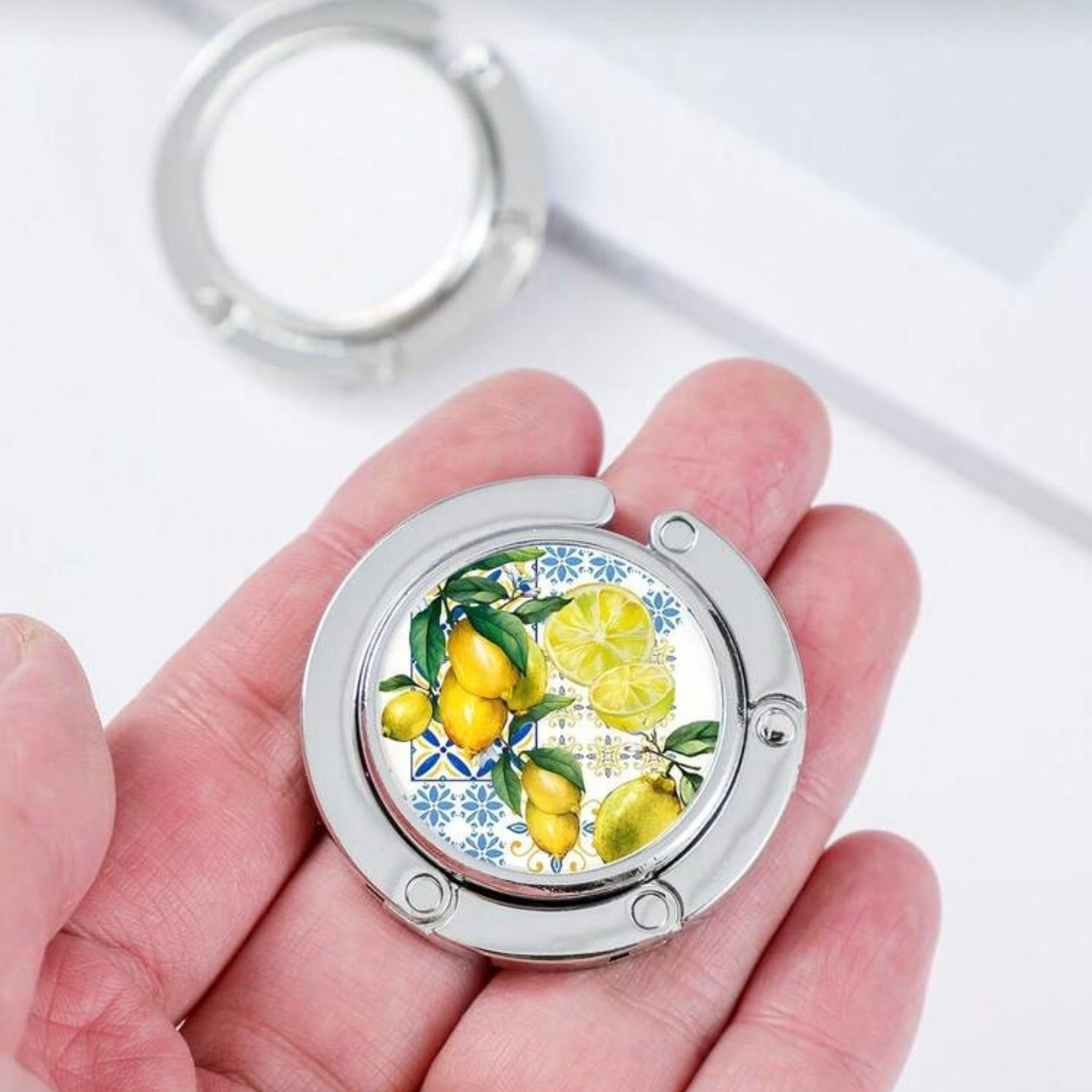 Foldable Lemon Maiolica Purse Hook
