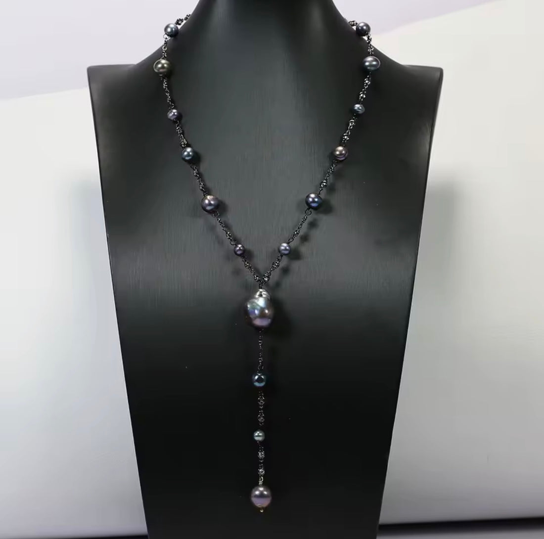 Peacock Pearl Lariat