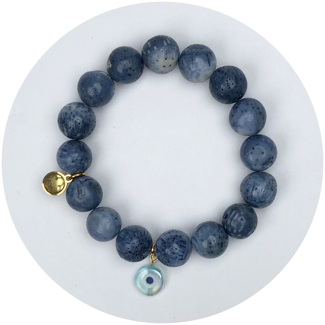 Blue Coral with Iridescent Blue Evil Eye Pendant