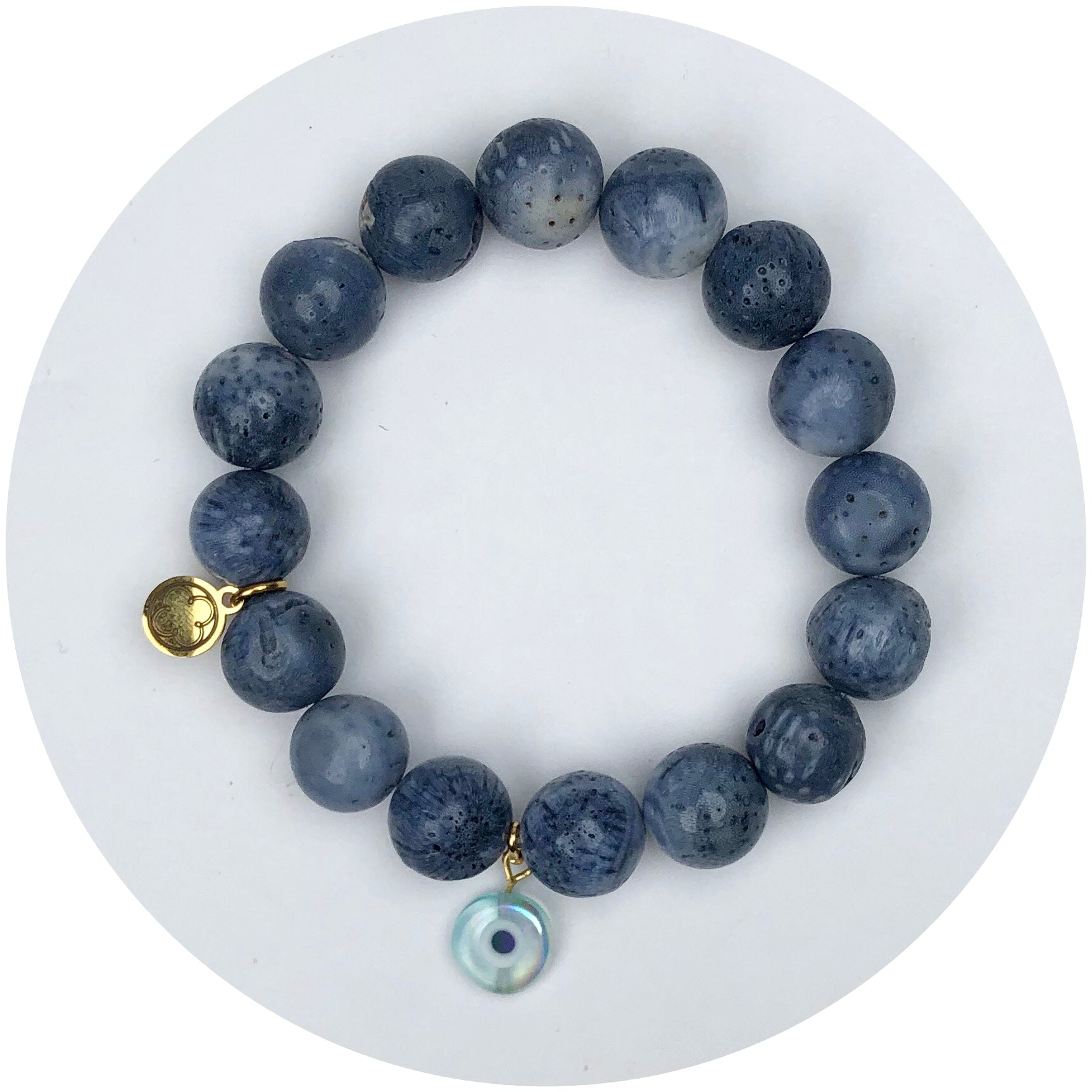 Blue Coral with Iridescent Blue Evil Eye Pendant