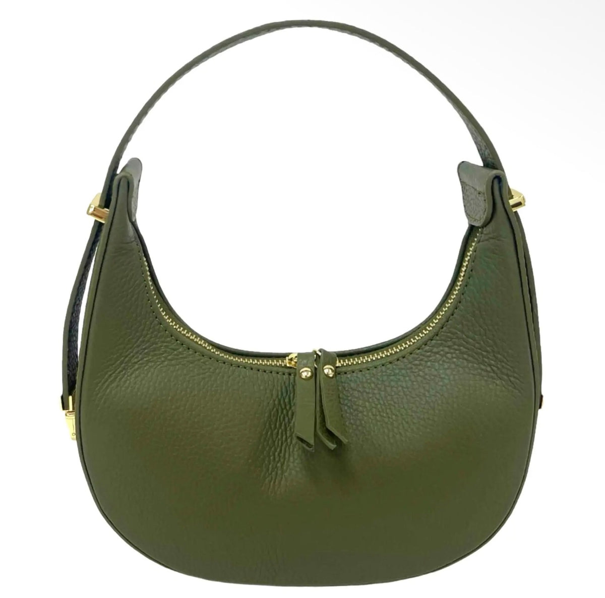 Mezza Luna Olive Leather Handbag