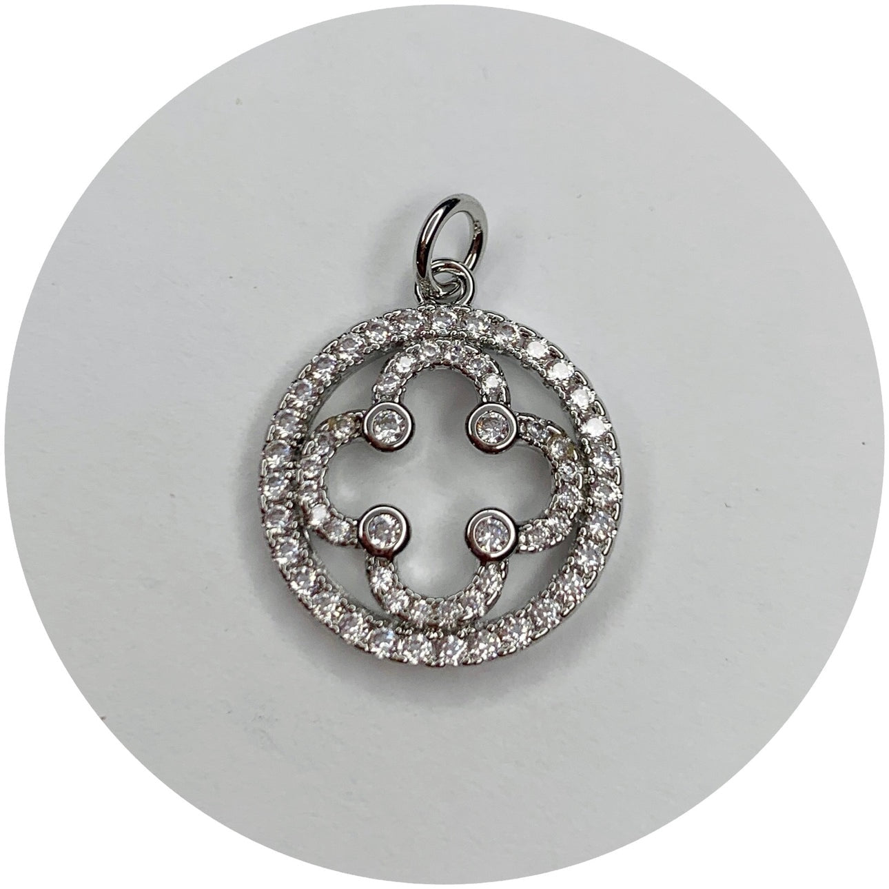 Silver Pavé Signature Logo Pendant