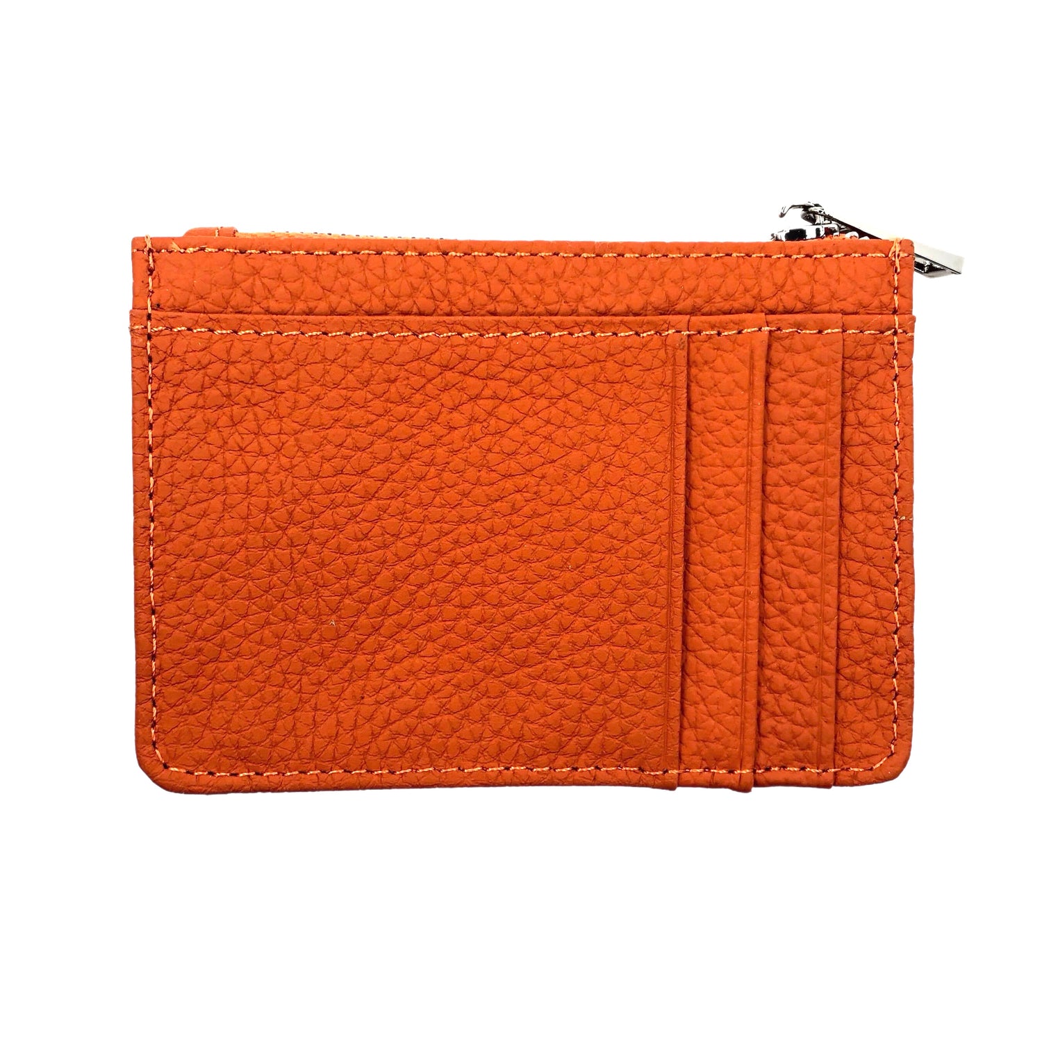 Orange Leather Zip Wallet