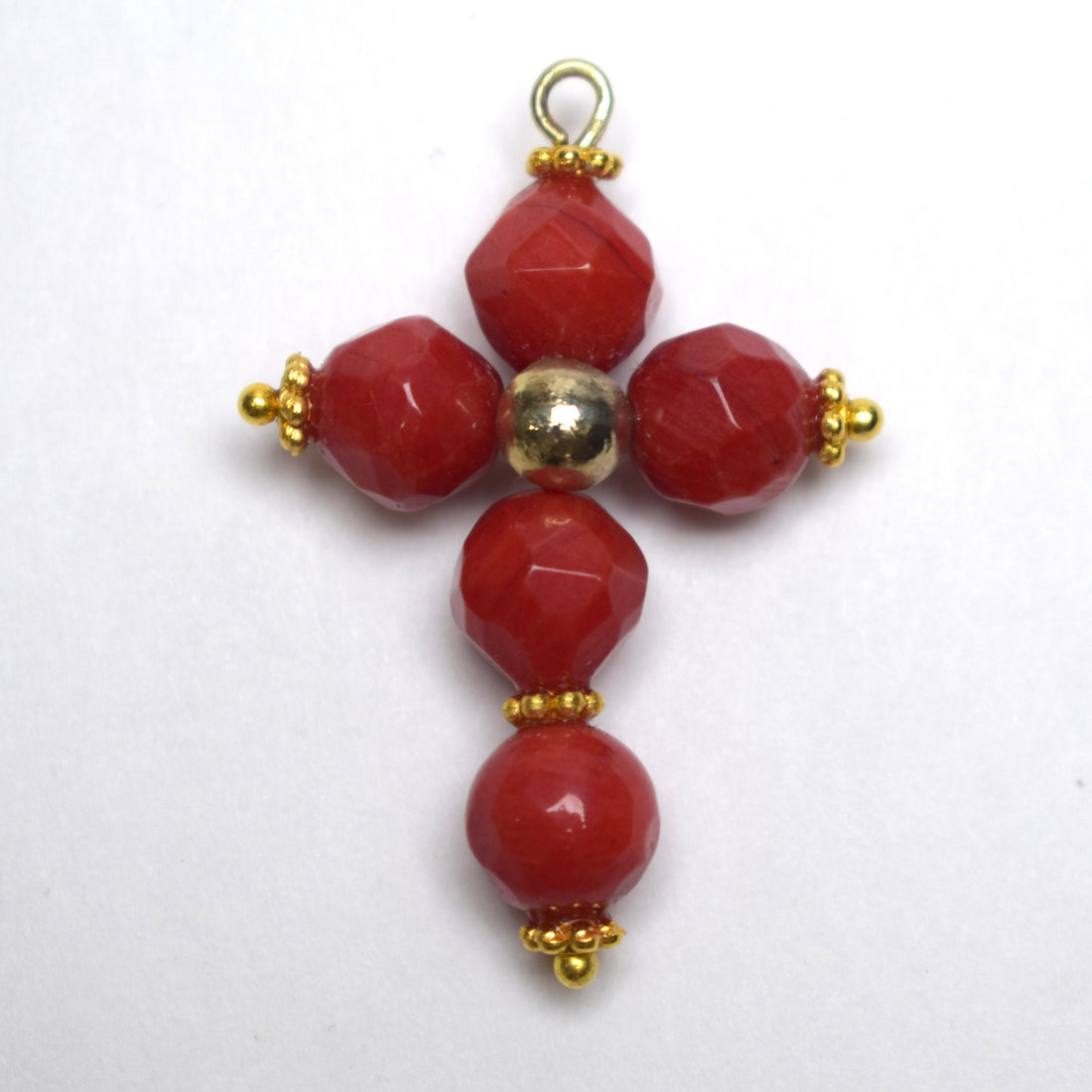 Red Coral Cross Pendant