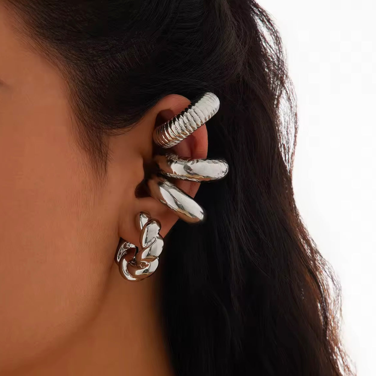 Silver Chunky Ear Cuff