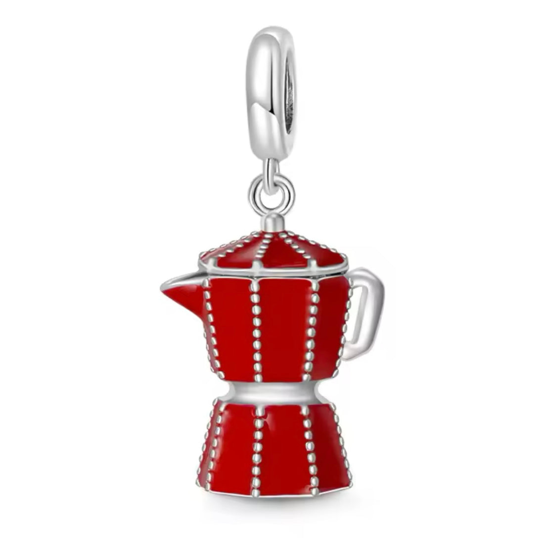 Red Enamel Coffee Pot Pendant