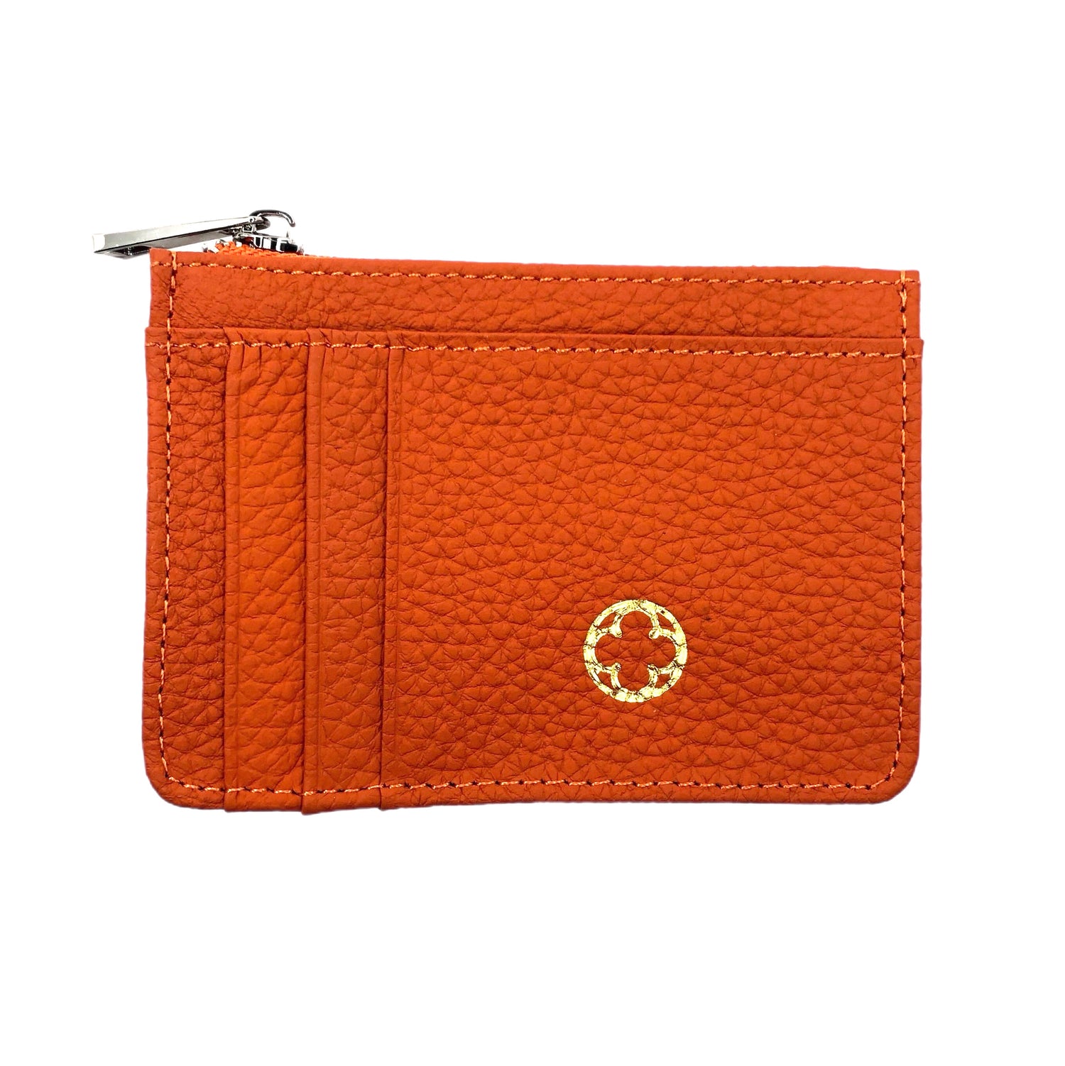 Orange Leather Zip Wallet