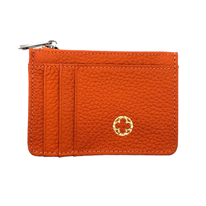 Orange Leather Zip Wallet