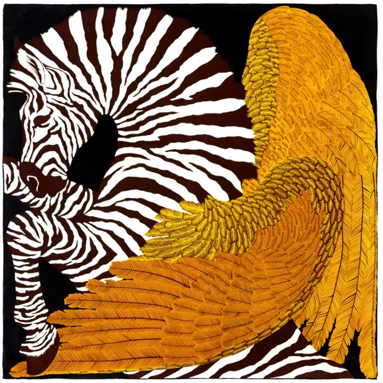 Zebra  Brown Silk Foulard