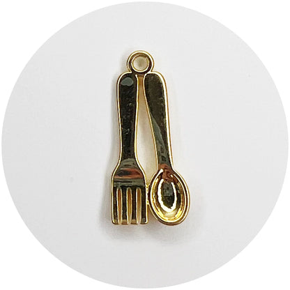 Gold Fork and Spoon Pendant