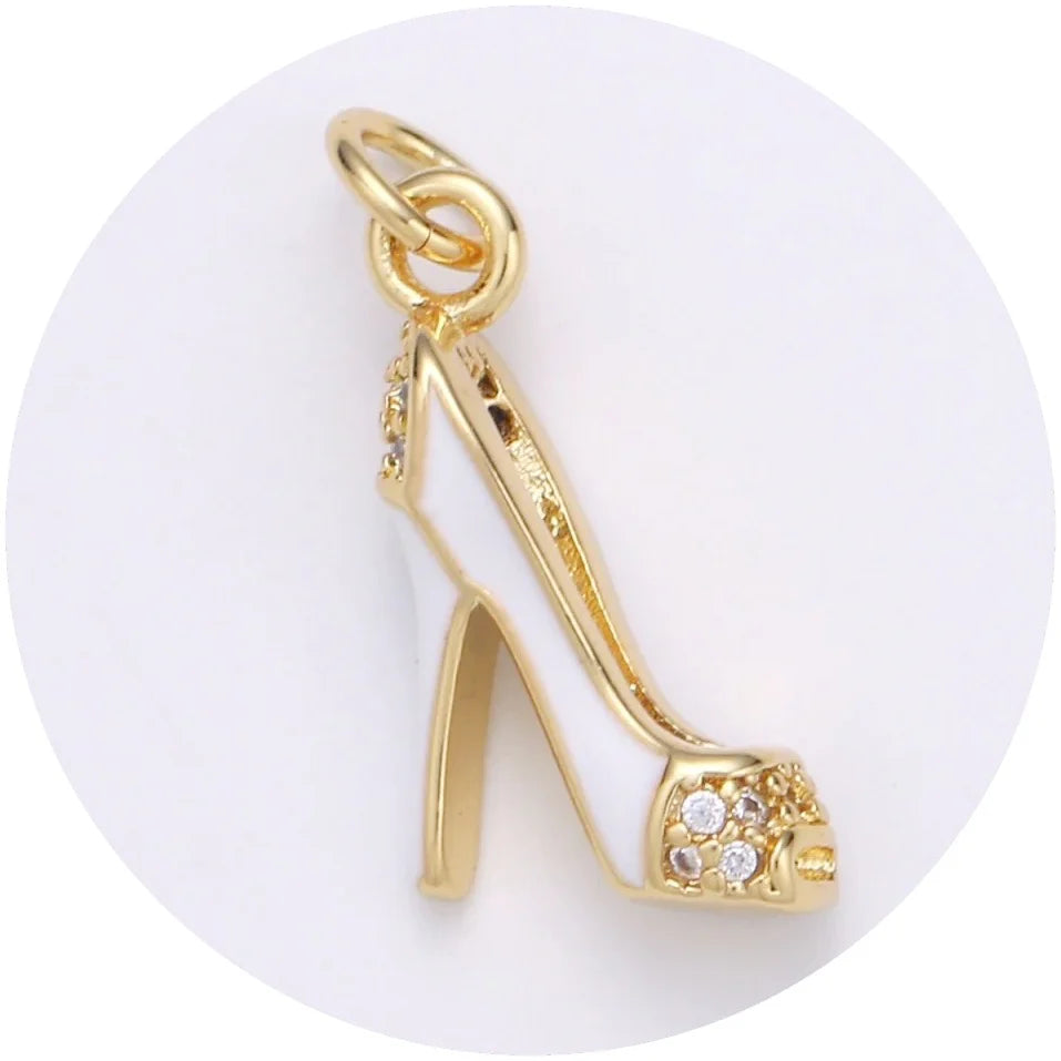 Gold Pavé High Heel Shoe Pendant