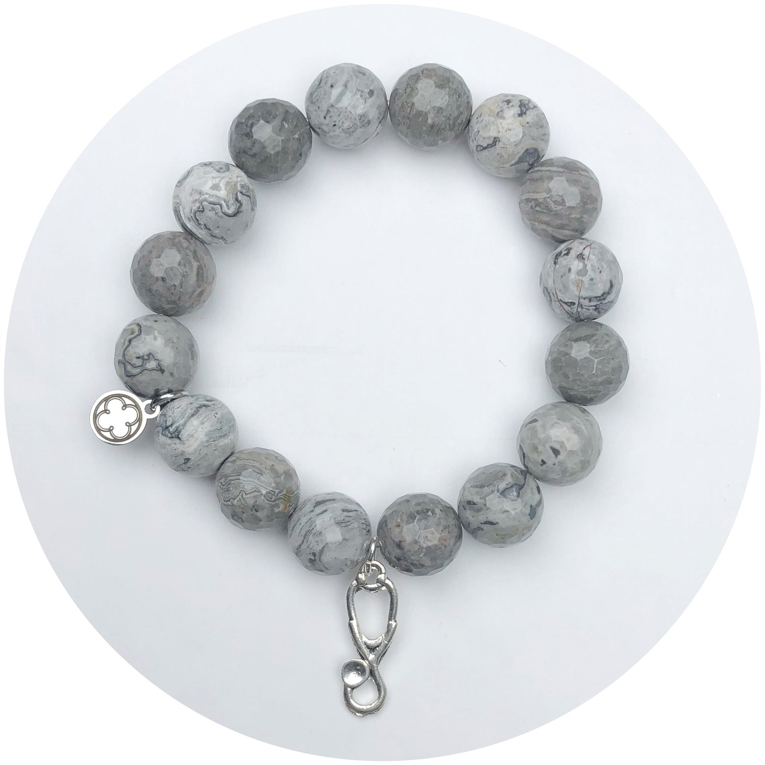 Shadow Cloud Jasper With Silver Stethoscope Pendant - Oriana Lamarca LLC