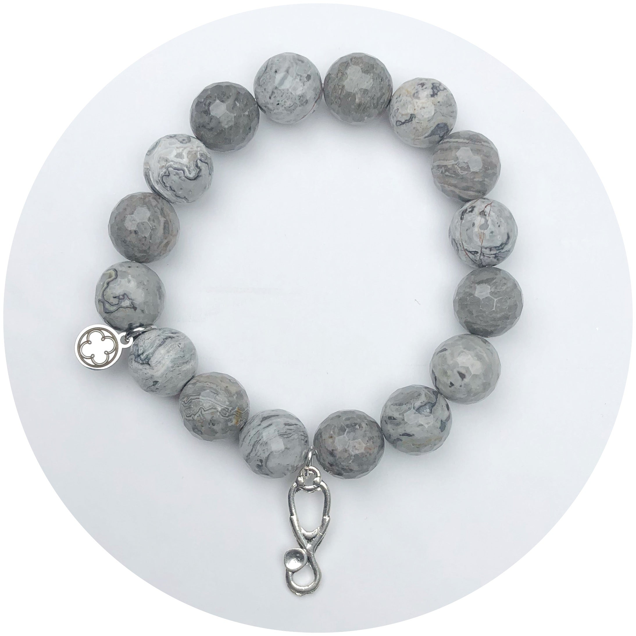 Shadow Cloud Jasper With Silver Stethoscope Pendant - Oriana Lamarca LLC