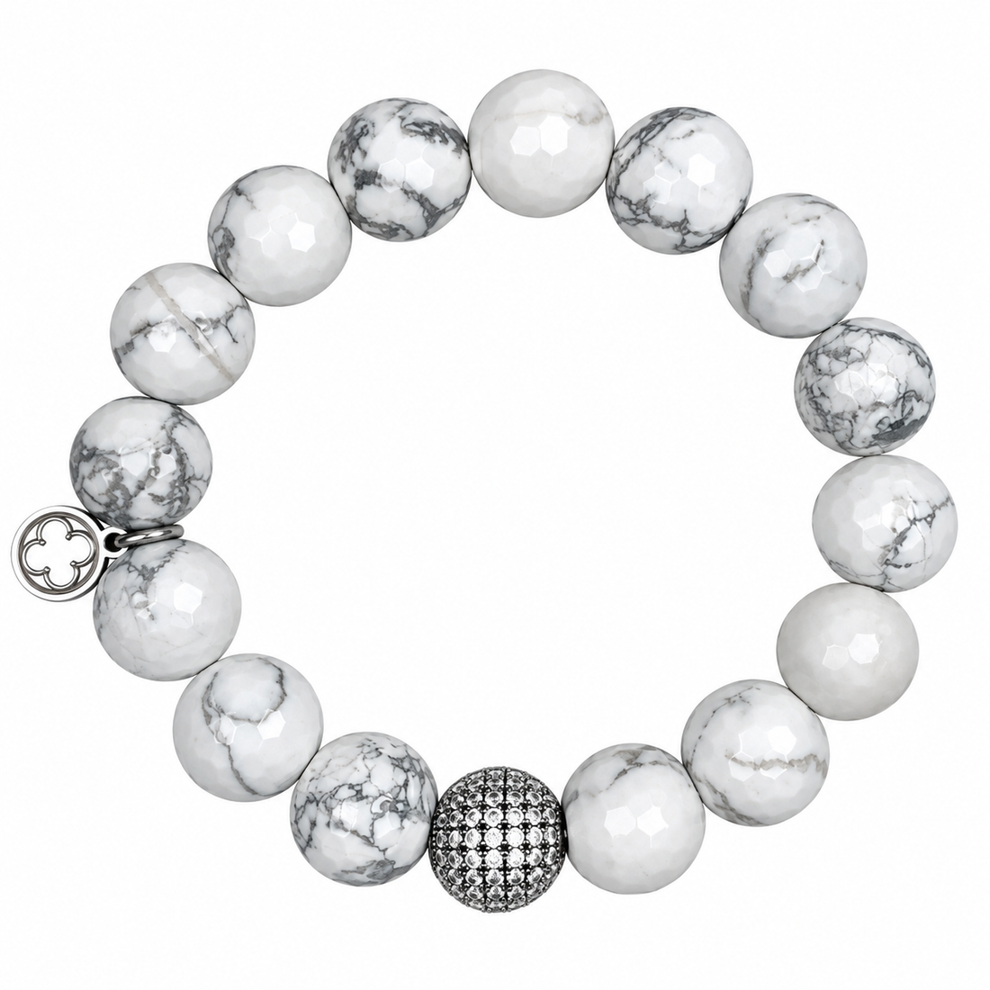 White Howlite with Micro Pavé Gunmetal Accent