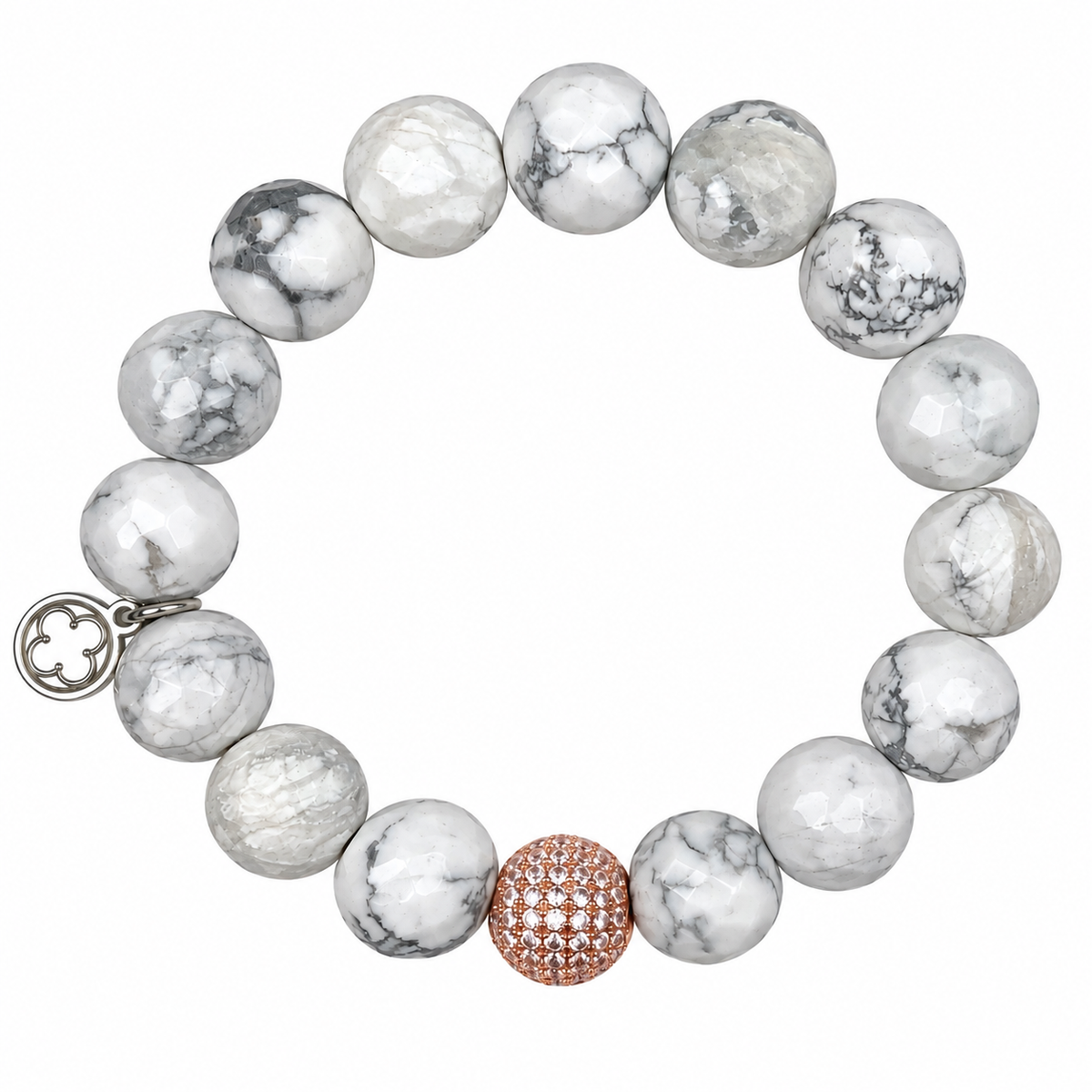 White Howlite with Micro Pavé Rose Gold Accent