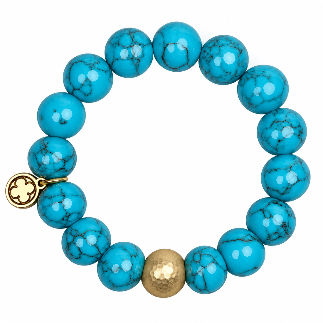 Blue Howlite with Hammered Gold Accent