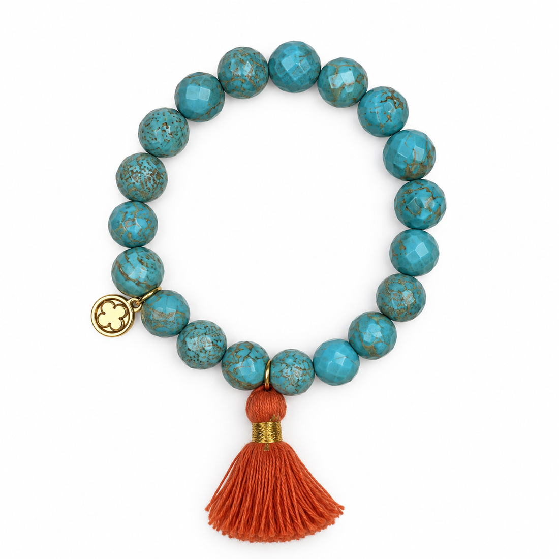 Green Turquoise with Orange Tassel