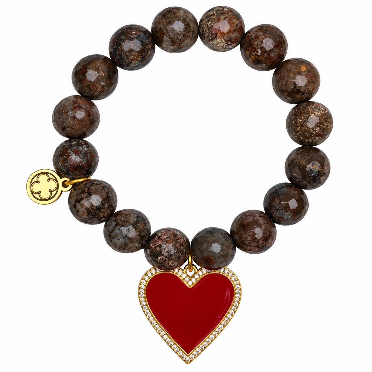 Espresso Brown with Pavé Red Heart Pendant