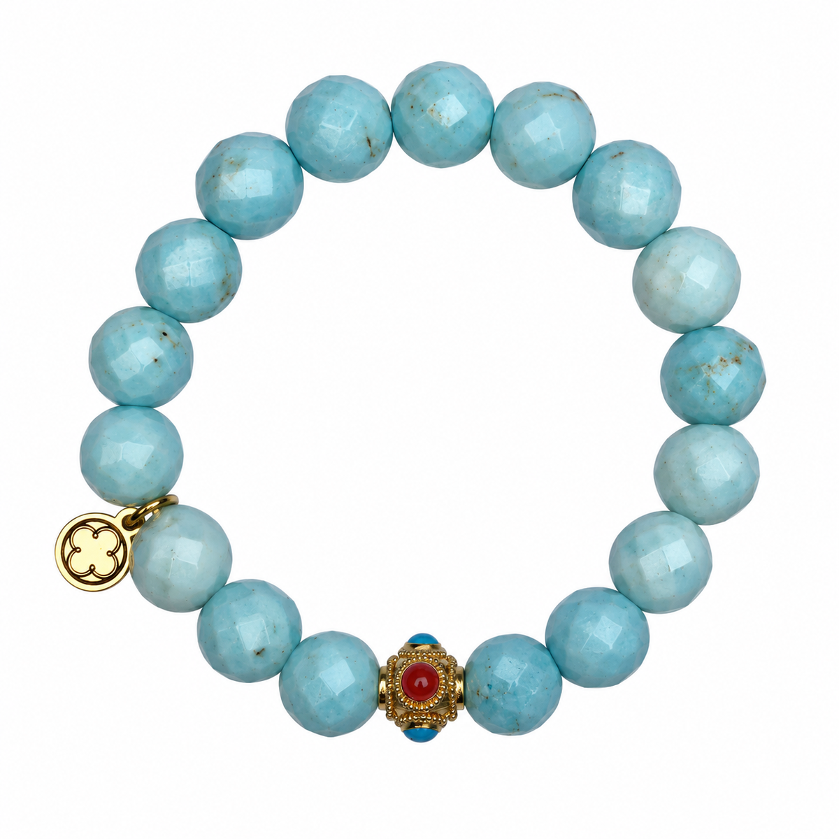Seafoam Teal With Red/Turquoise Enamel Filigree Spacer
