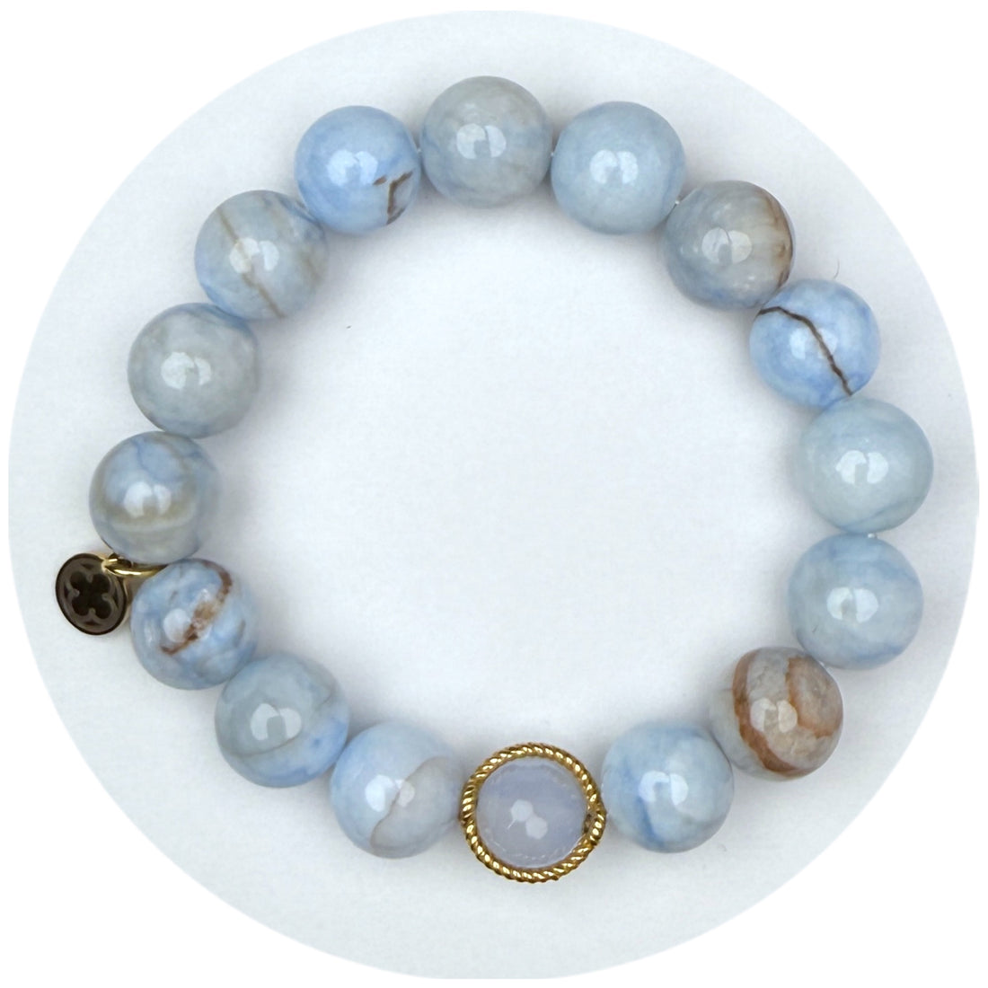 LIMITED EDITION Ocean Mist Agate with Twisted Gold Cage Accent