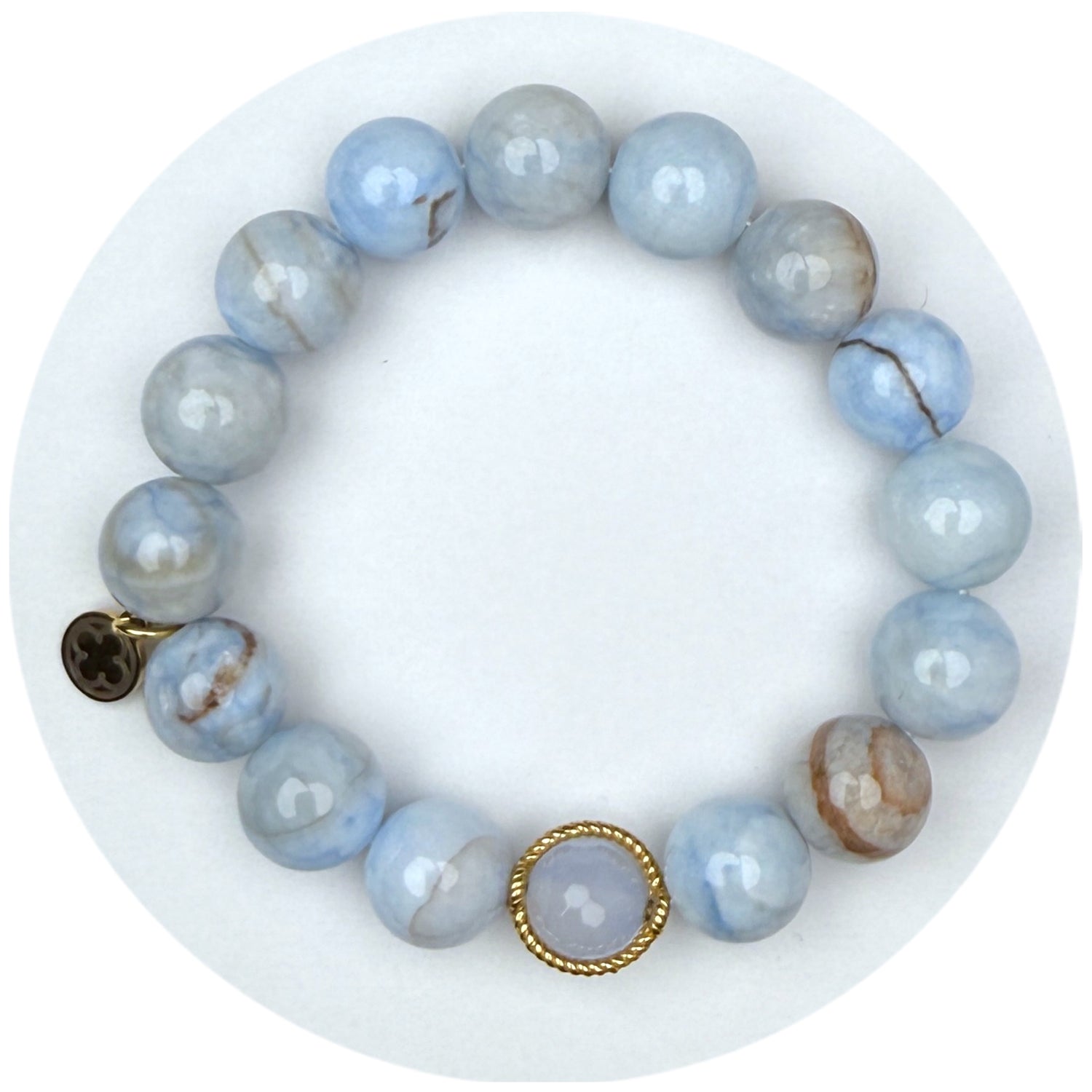 LIMITED EDITION Ocean Mist Agate with Twisted Gold Cage Accent
