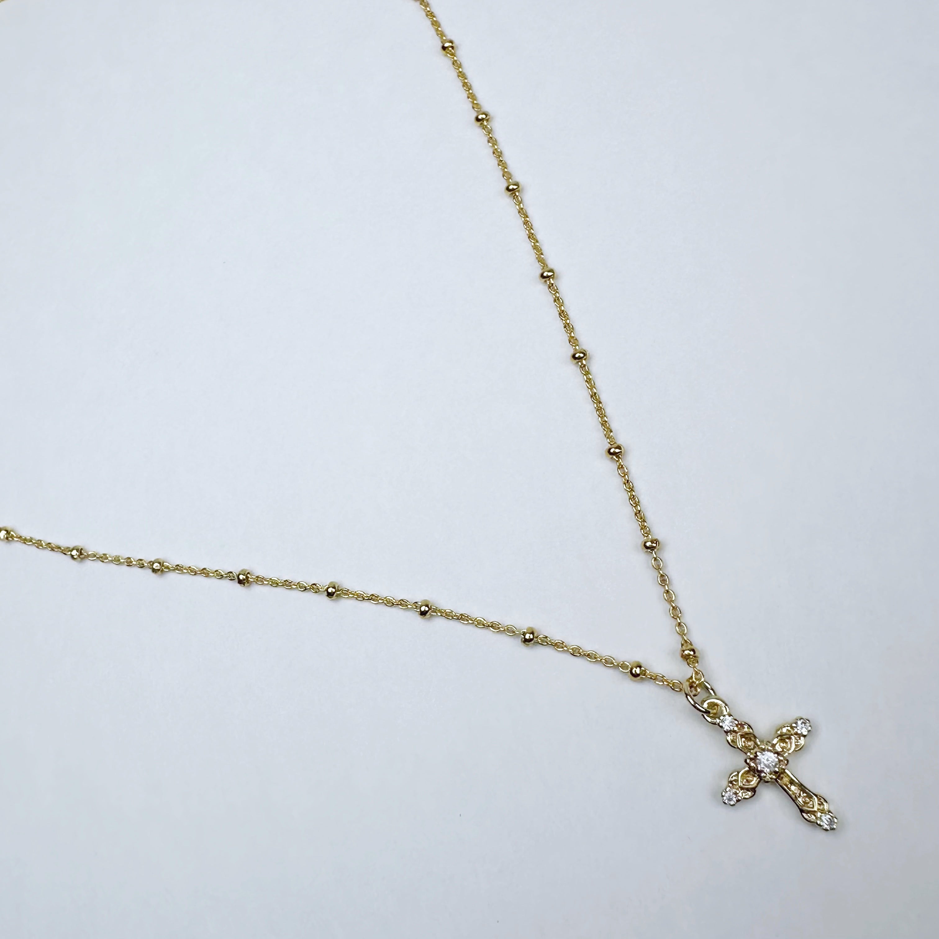 Pavé Piccolo Cross Necklace