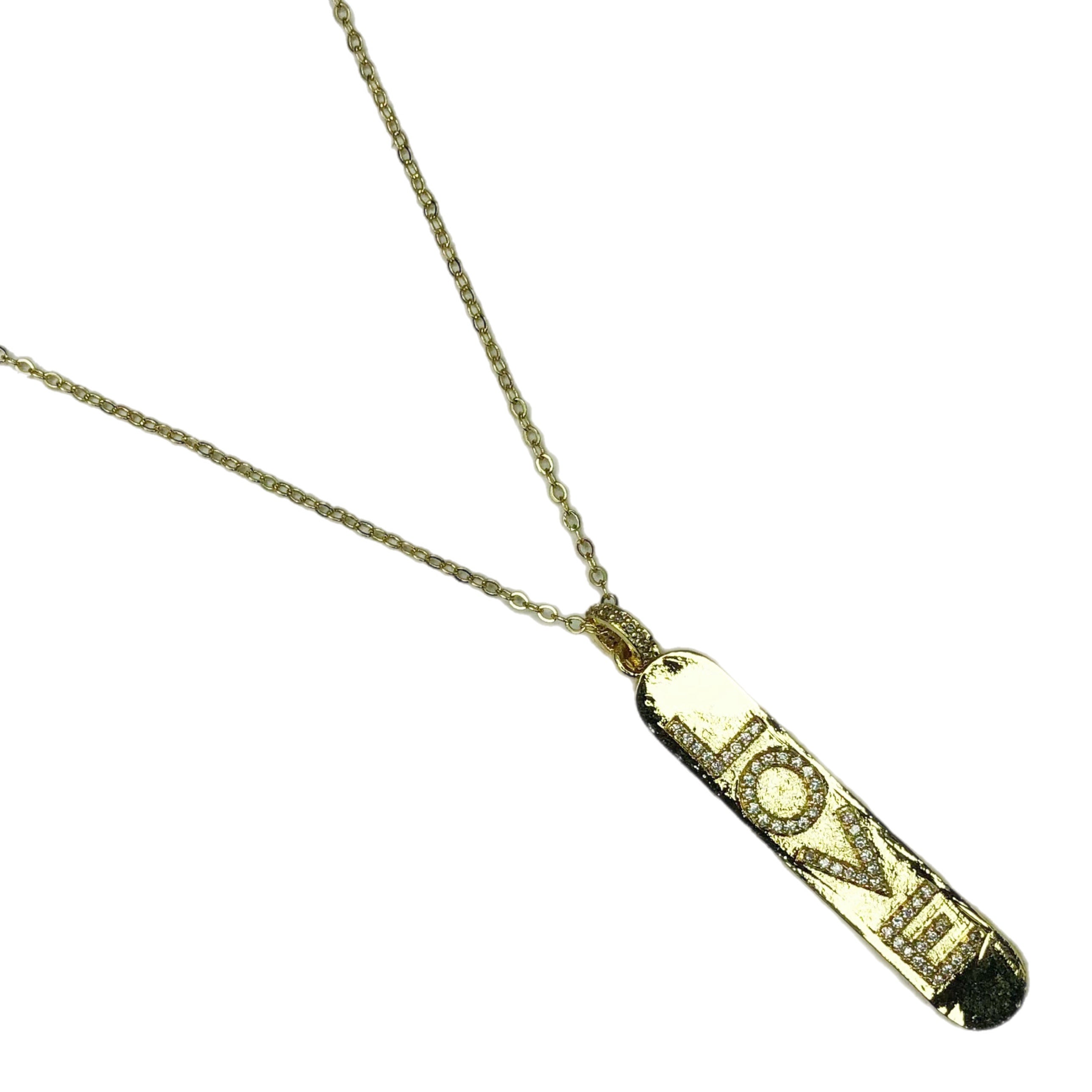 Pavé Gold Love Brail Pendant Necklace