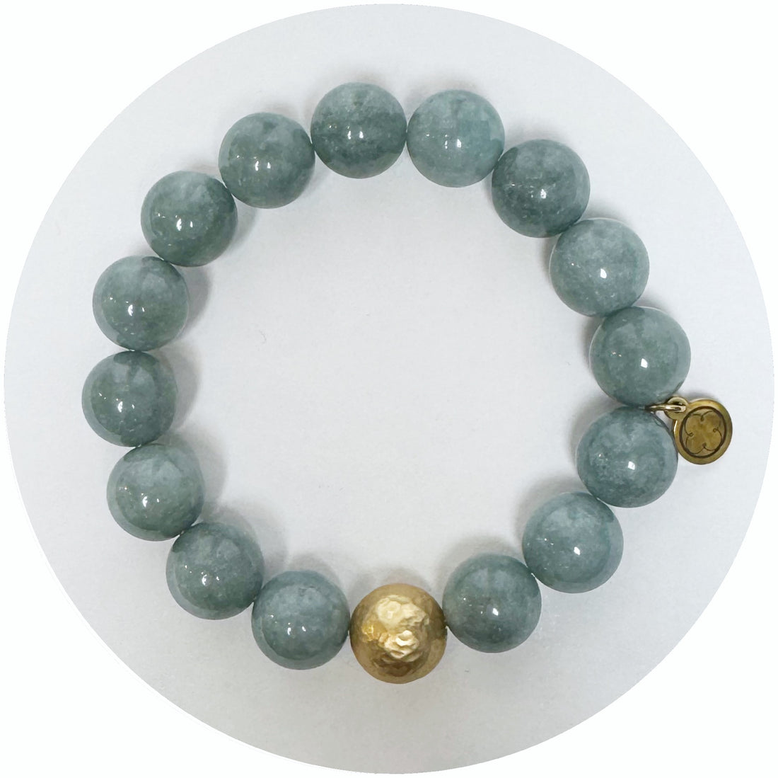 Persian Blue Jade with Hammered Gold Accent