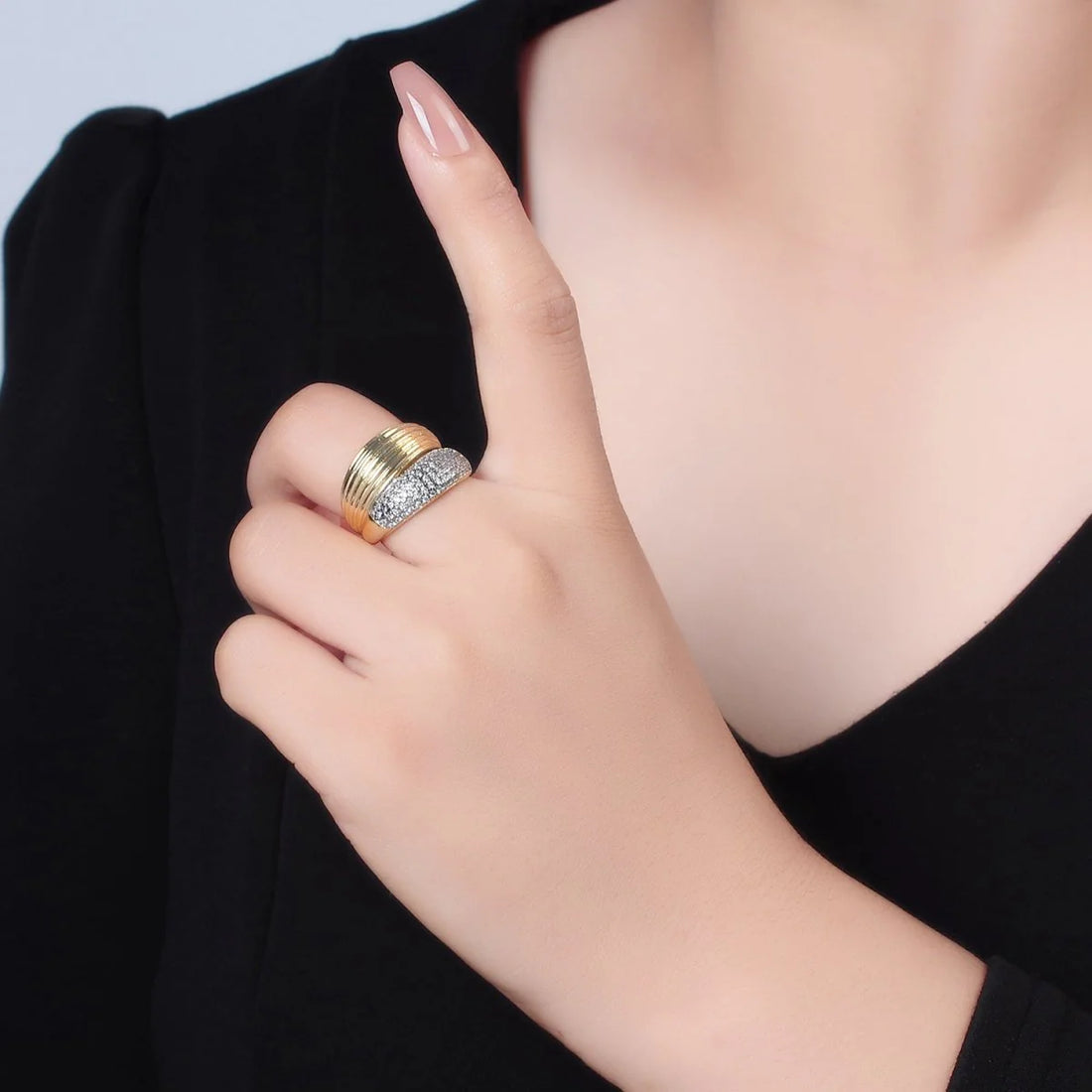 Double Band Pavé Ring