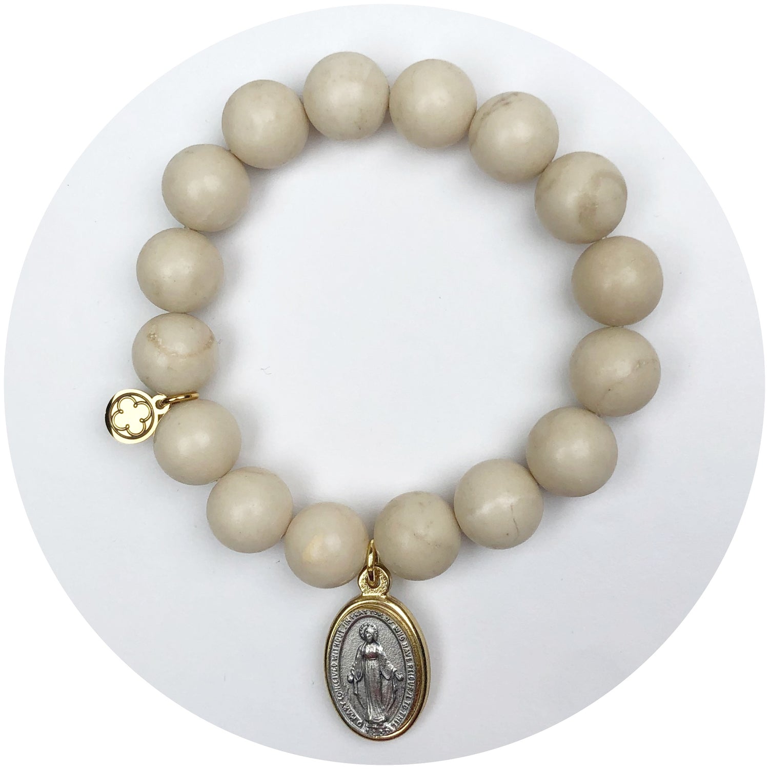 Sand Riverstone With Saint Mary Pendant
