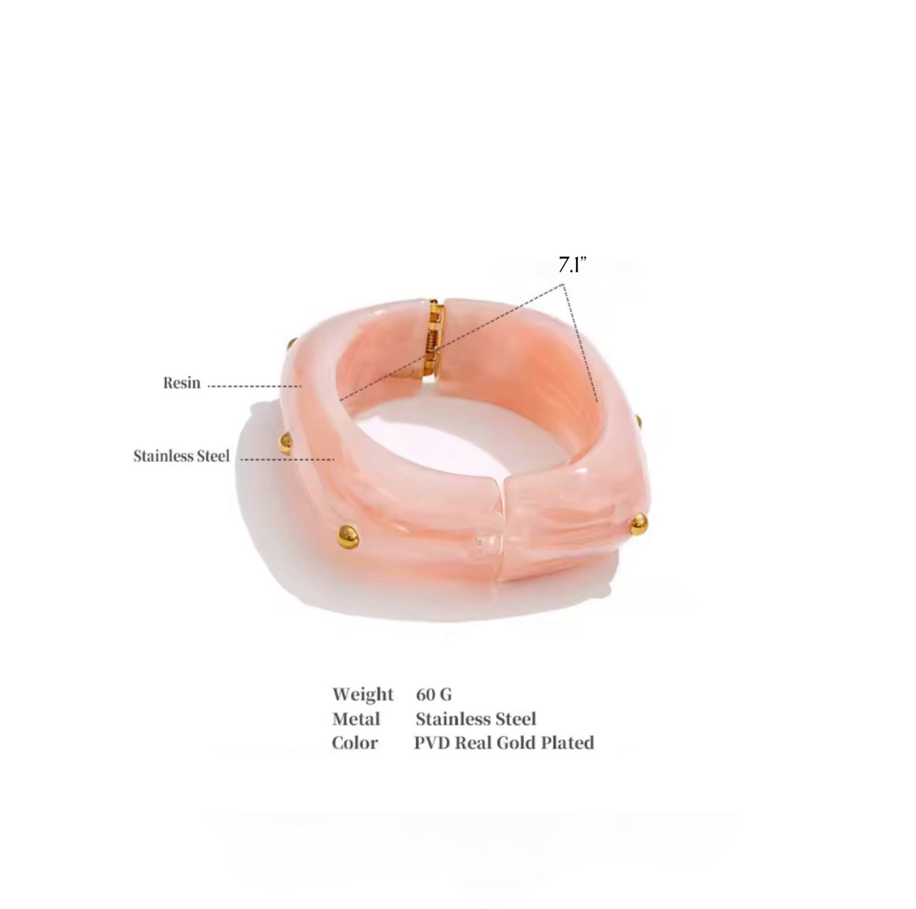 Lucia Rose Pink Acrylic Hinged Bangle
