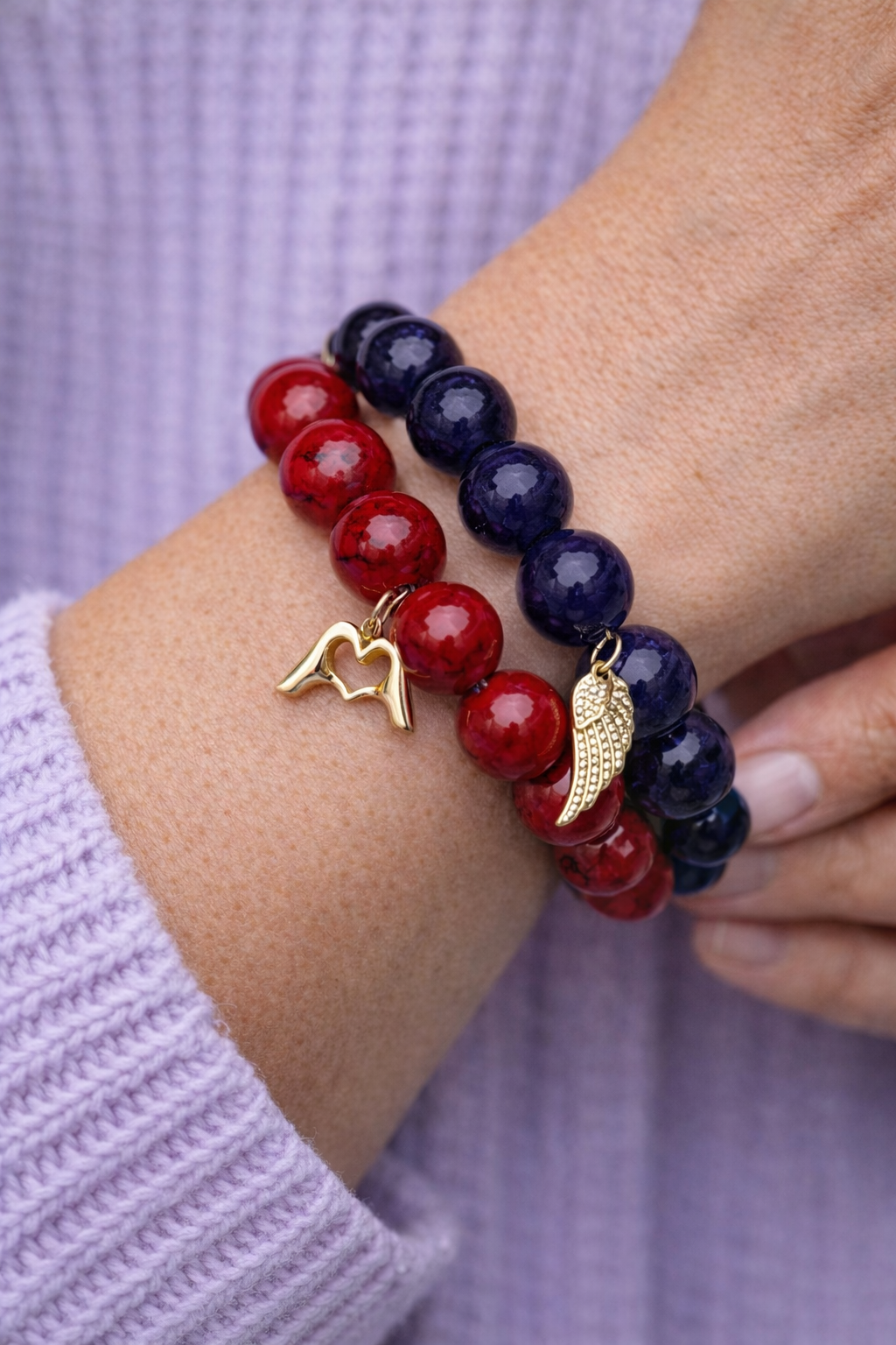 "Joe Barone Foundation" Bracelet with Pavé Angel Wing or Heart Hands Pendant