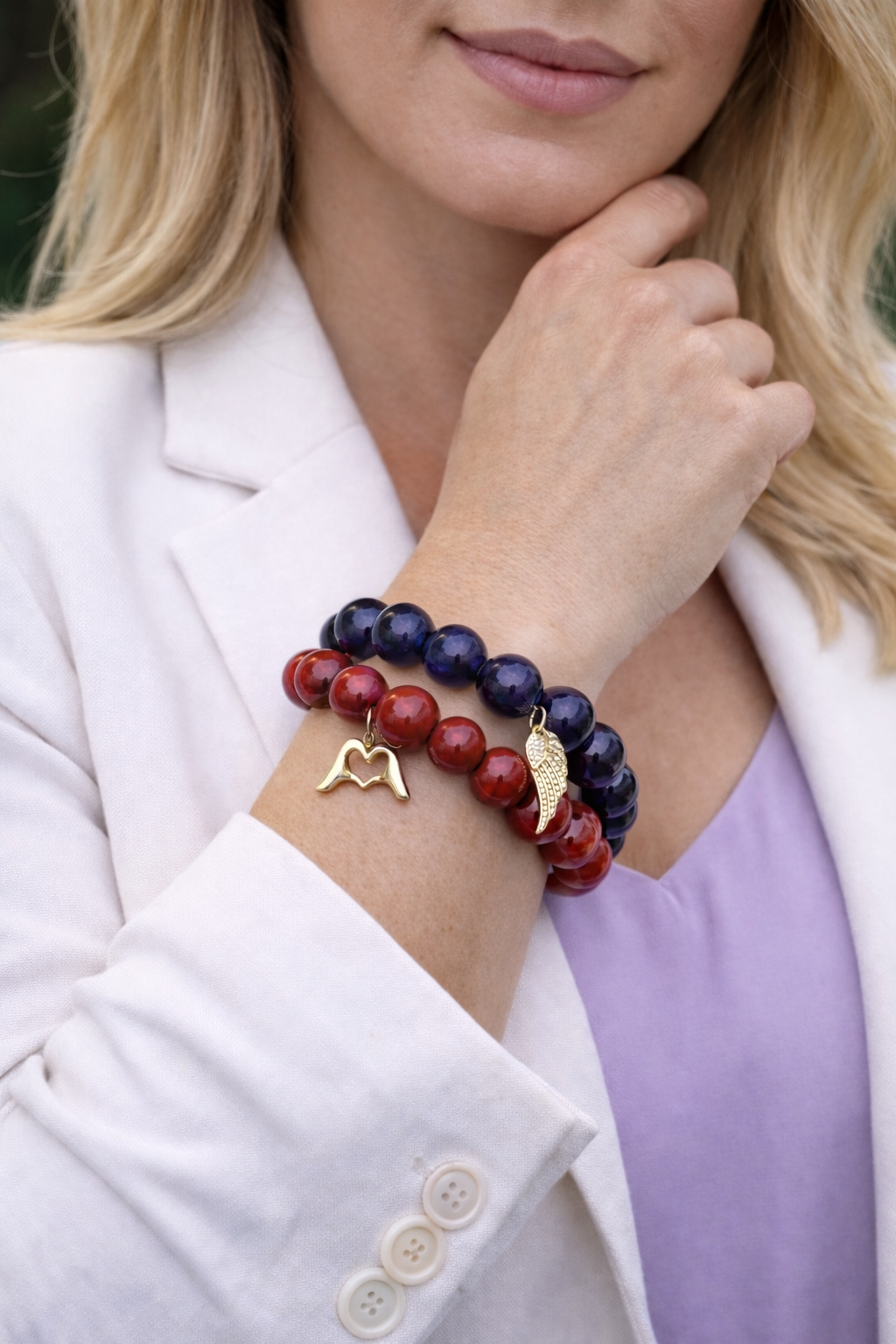 "Joe Barone Foundation" Bracelet with Pavé Angel Wing or Heart Hands Pendant