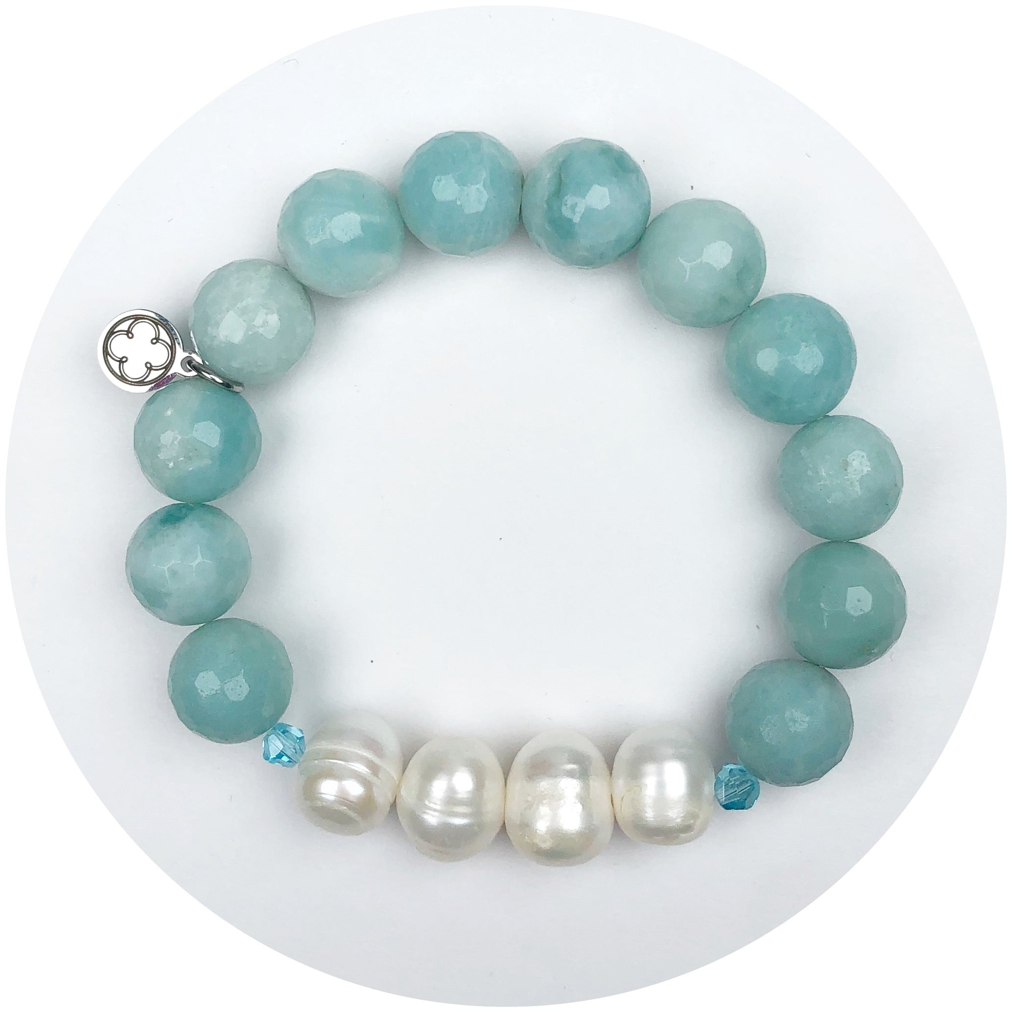 Icy Frosted Jade with Haloed Freshwater Pearl