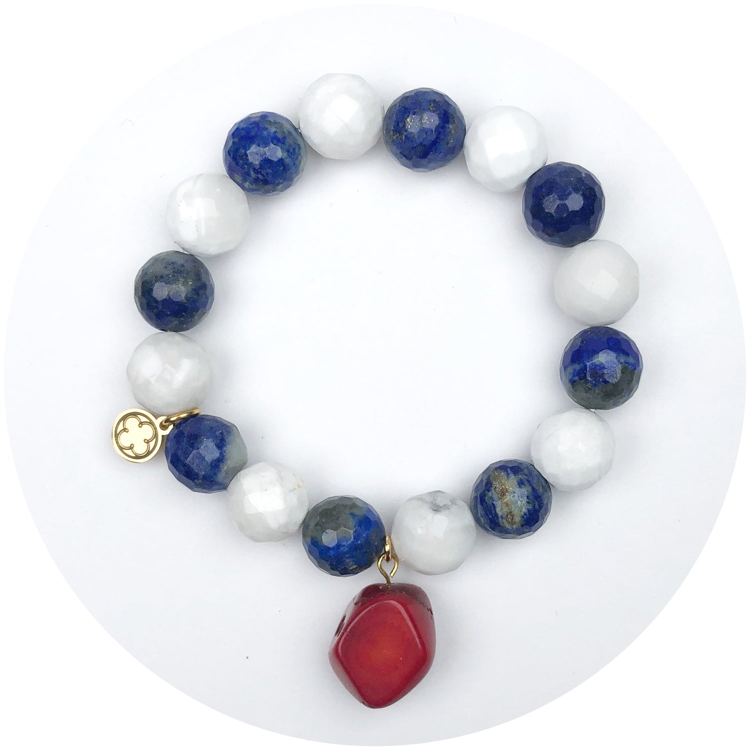 Mixed Marble Azul with Ruby Coral Nugget