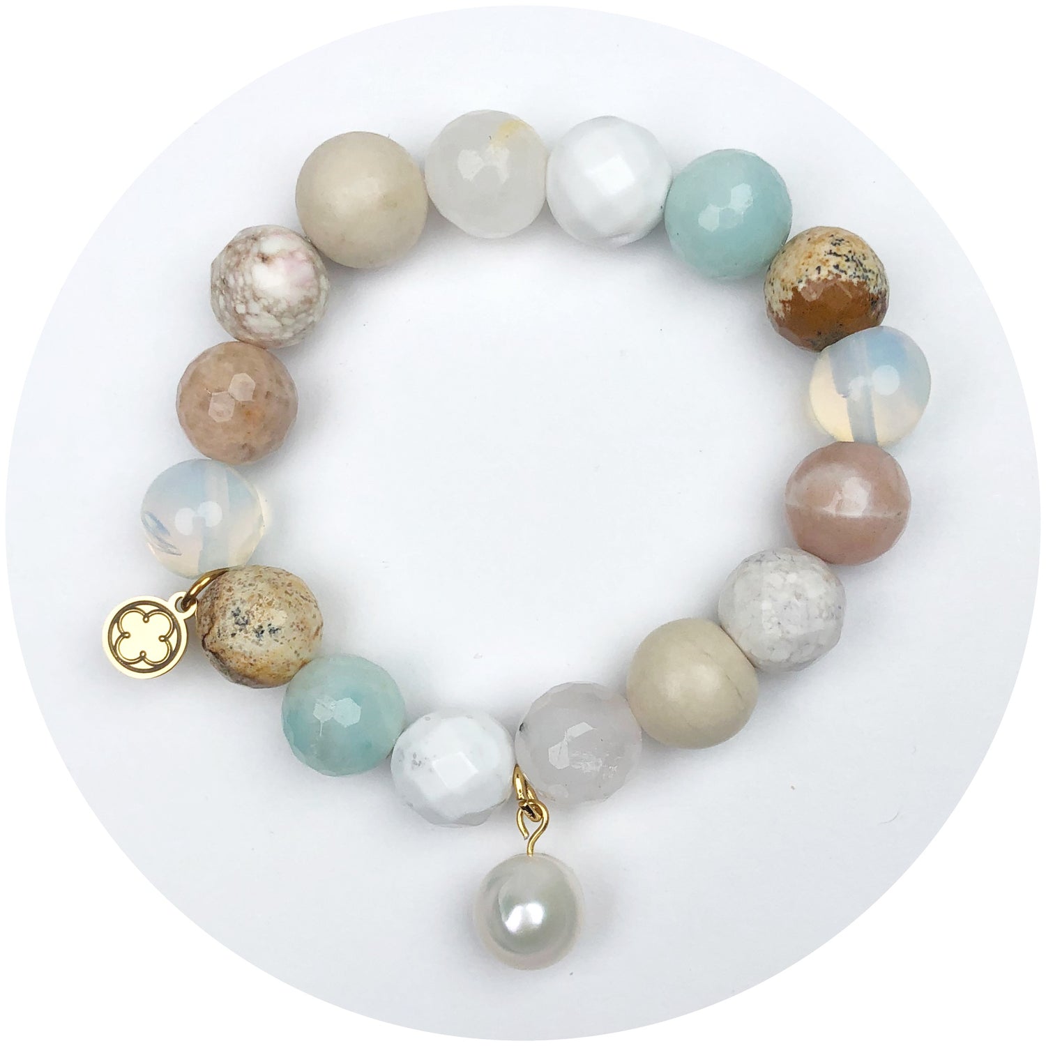 Mixed Pastel Spring with Haloed Freshwater Pearl Pendant