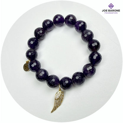 "Joe Barone Foundation" Bracelet with Pavé Angel Wing or Heart Hands Pendant