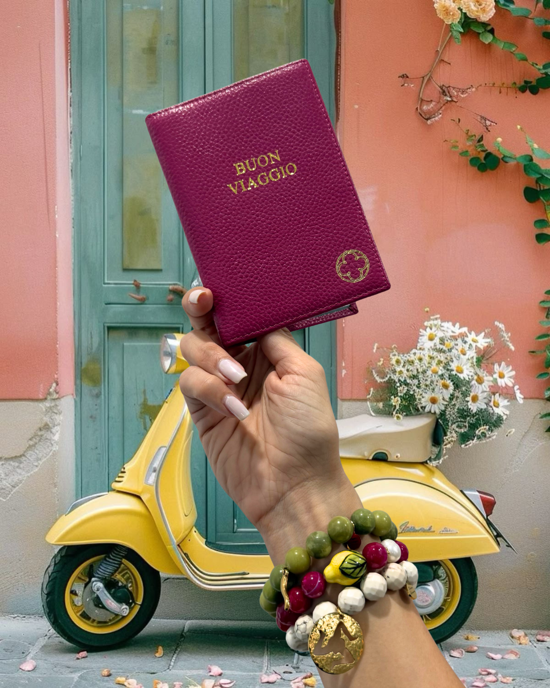 Pink Leather Passport Cover