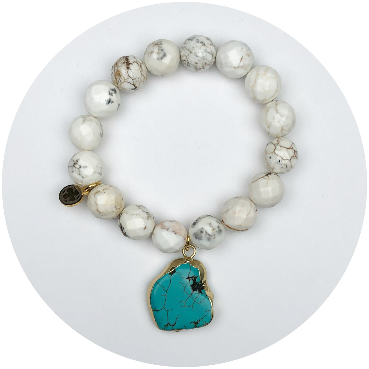 Fossil Agate with Turquoise Pendant