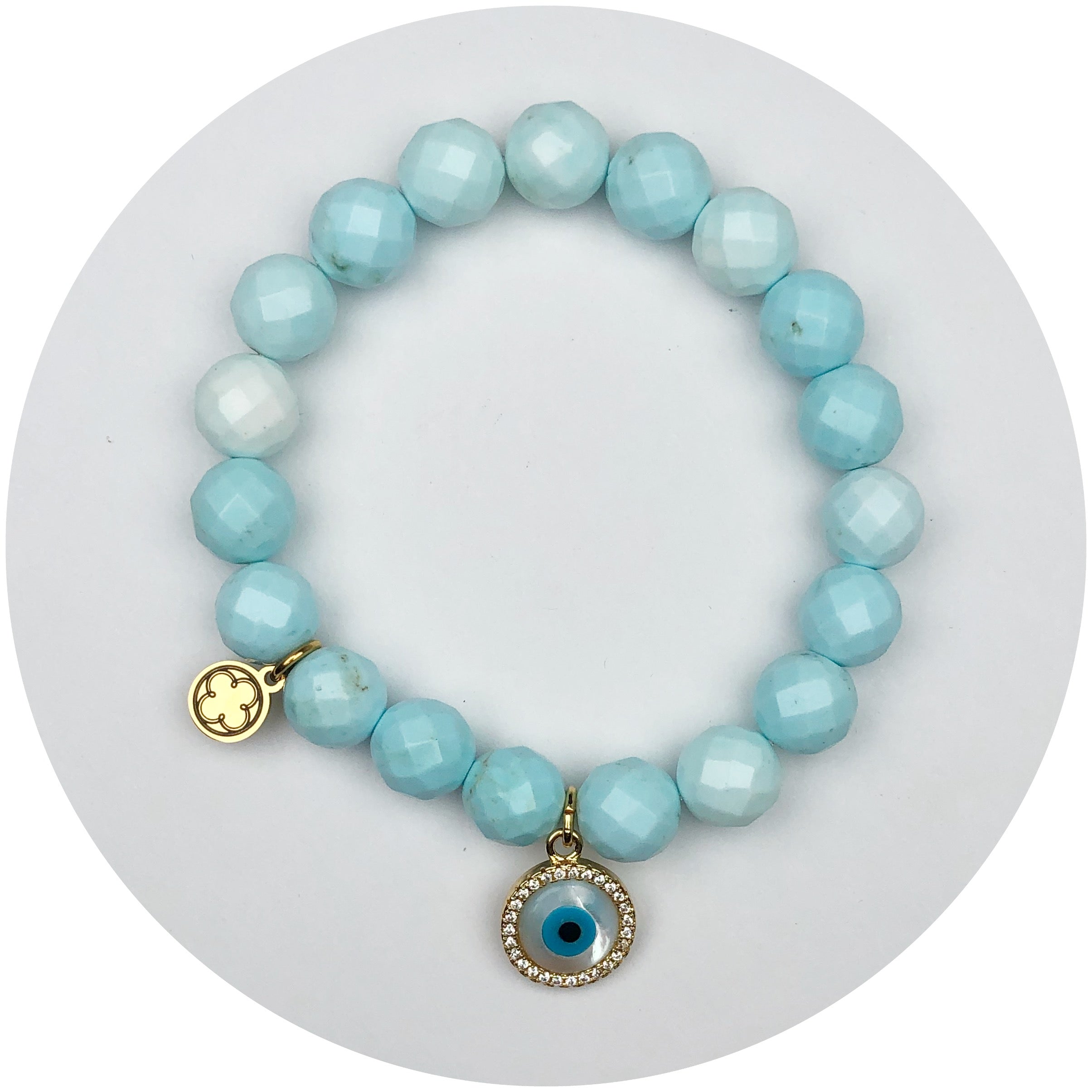 Seafoam Teal with Pavé Evil Eye Pendant