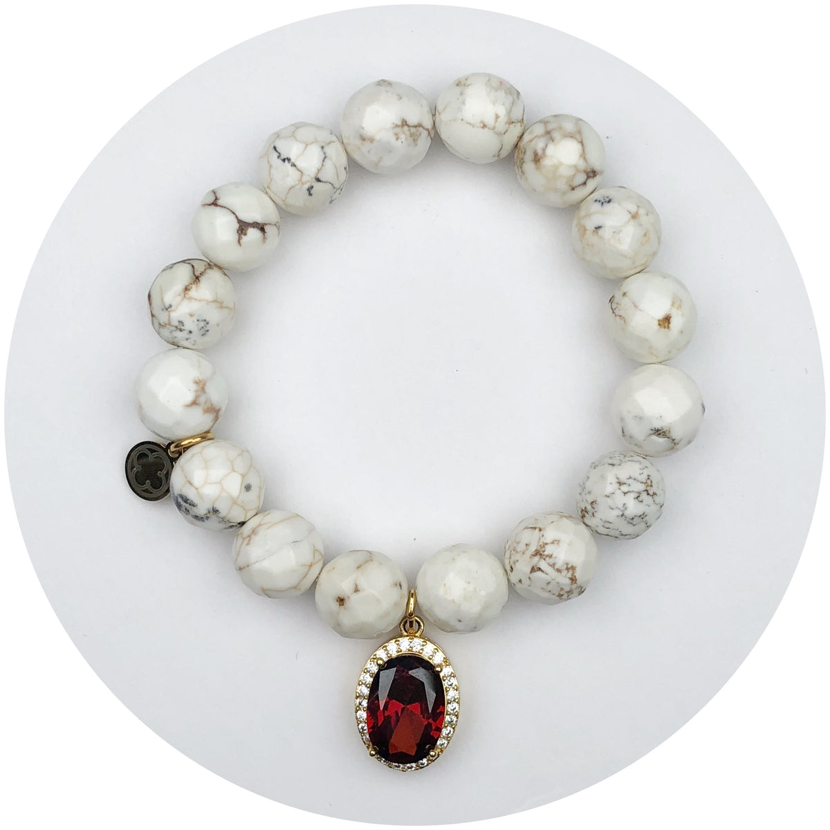 Fossil Agate with Pavé Ruby Pendant