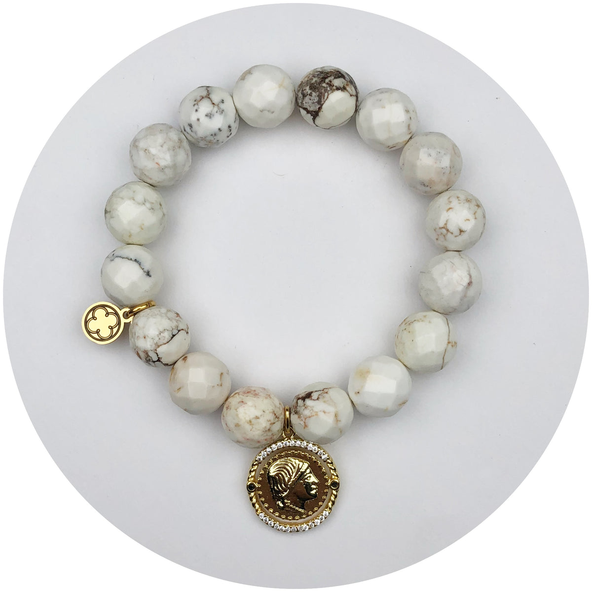 Fossil Agate with Pavé Roman Pendant
