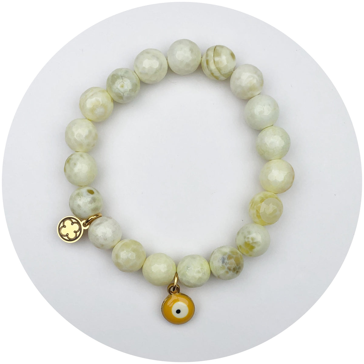 Golden Honey Agate with Orange Evil Eye Pendant