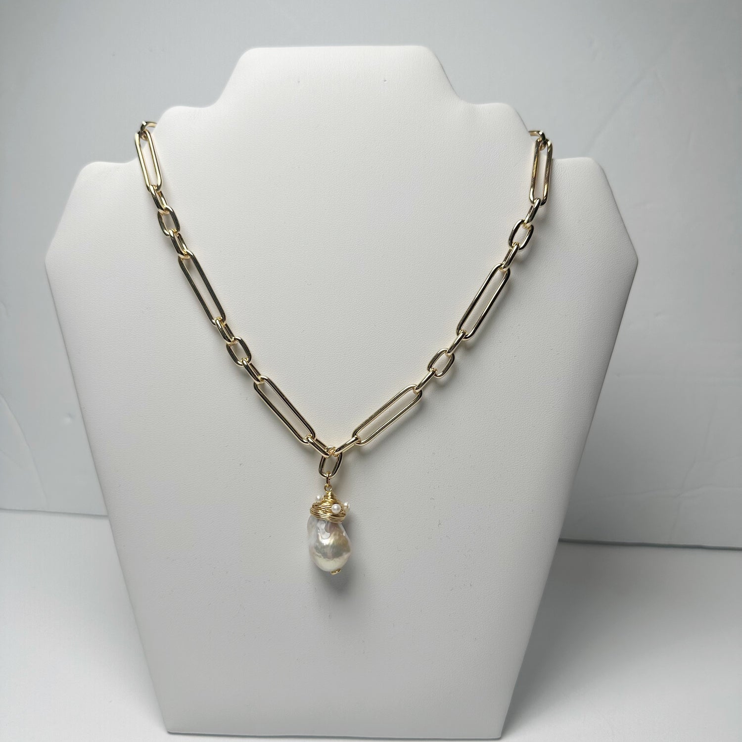 Wrapped Pearl Drop Necklace